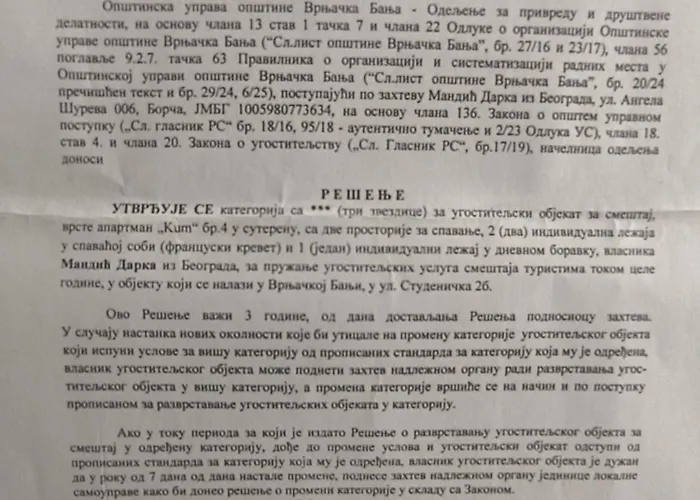 Appartement Kum Vrnjačka Banja